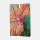 Oranje Hibiscus-Ornament Metalen Ornament (Voorkant links)