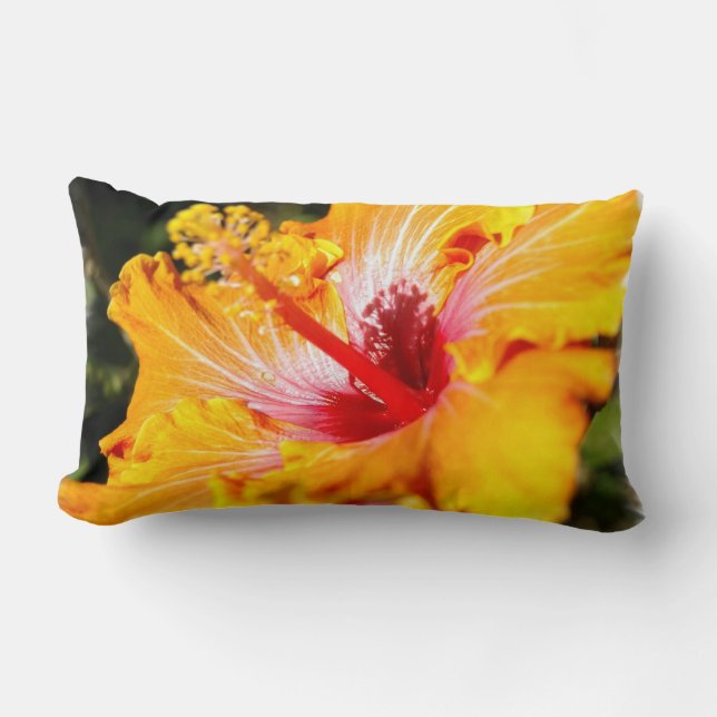 Oranje Hibiscus Pillow Kussen (Voorkant)