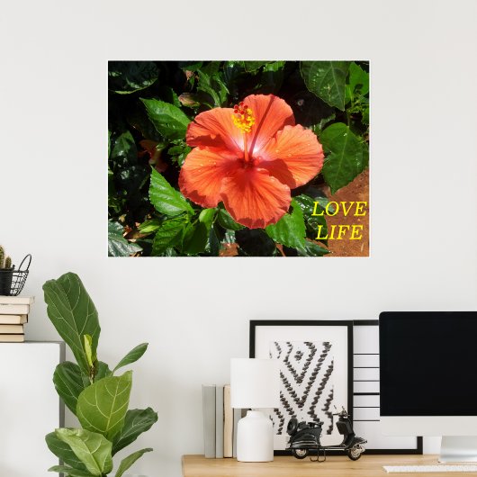 Oranje Hibiscus Poster (Thuiskantoor)