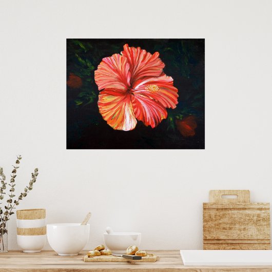 Oranje Hibiscus Poster (Keuken)