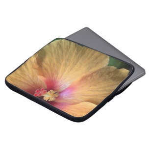 Oranje Hibiscus Rimpel Laptop Sleeve
