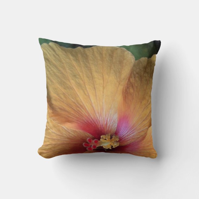Oranje Hibiscus Ruffle Kussen (Voorkant)