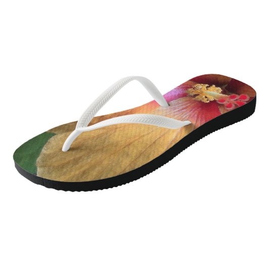 Oranje Hibiscus Ruffle Teenslippers (Schuin)