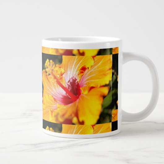Oranje Hibiscus Side Uitzicht Grote Koffiekop (Rechts)