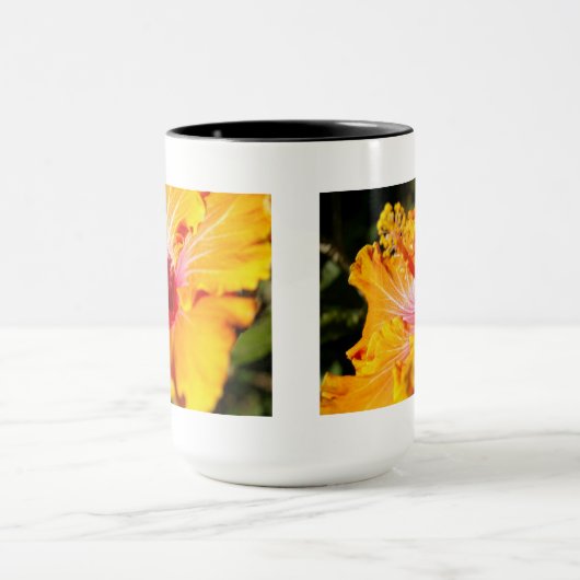 Oranje Hibiscus Side Uitzicht Mok (Midden)