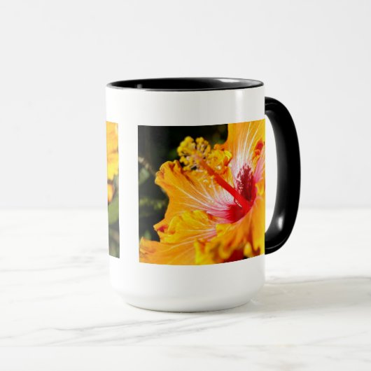 Oranje Hibiscus Side Uitzicht Mok (Voorkant rechts)