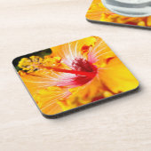 Oranje Hibiscus Side Uitzicht Onderzetter (Linkerzijde)