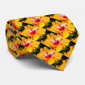 Oranje Hibiscus Side Uitzicht Stropdas (Opgerold)