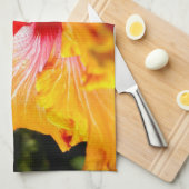 Oranje Hibiscus Side Uitzicht Theedoek (Quarter Fold)