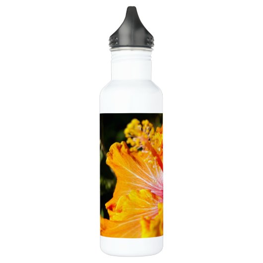 Oranje Hibiscus Side Uitzicht Waterfles (Links)