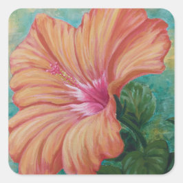 Oranje Hibiscus Stickers