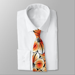 Oranje hibiscus stropdas