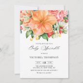 Oranje Hibiscus Succulent Tropische Baby Sprinkle Kaart (Voorkant)