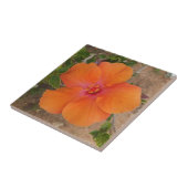 Oranje Hibiscus tegel Tegeltje (Zijkant)