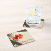 Oranje Hibiscus Tropical Floral Kartonnen Onderzetters (Insitu)