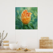 Oranje Hibiscus Tropical Flower Floral Art Poster (Keuken)