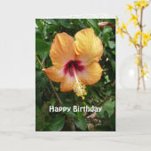 Oranje Hibiscus Tropical Flower Verjaardag Sjabloo Kaart (Gele Bloem)