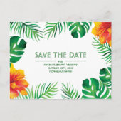 Oranje Hibiscus Tropical Save the Date Briefkaart (Voorkant)
