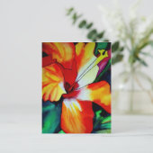 Oranje Hibiscus tropische bloem waterverf kunst Briefkaart (Staand voorkant)