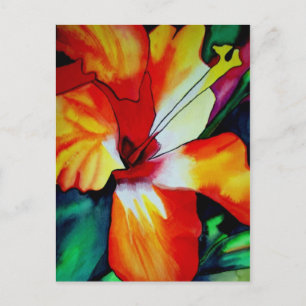 Oranje Hibiscus tropische bloem waterverf kunst Briefkaart