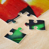 Oranje Hibiscus tropische bloem waterverf kunst Legpuzzel (Zijkant)