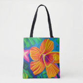 Oranje hibiscus Tropische boodschappentas Tote Bag (Voorkant)