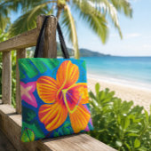 Oranje hibiscus Tropische boodschappentas Tote Bag