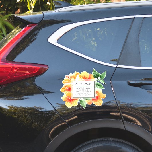 Oranje Hibiscus Visitekaartje Vinyl Car Sticker (Auto Zijkant)