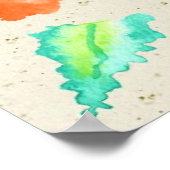 Oranje Hibiscus Waterverf Schilting Beige Washi Poster (Hoek)