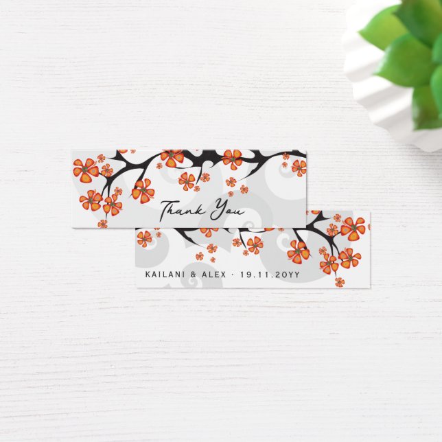 Oranje Hibiscus wervelt tropische bruiloft cadeau  Mini Visitekaartjes (Bureau)