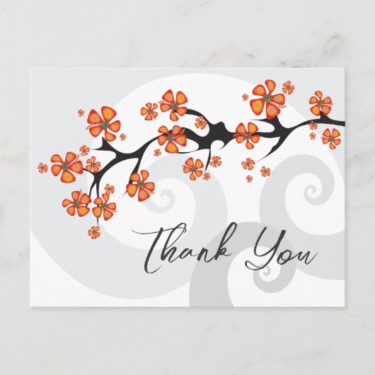 Oranje Hibiscus wervelt tropische bruiloft dank u Briefkaart (Voorkant)