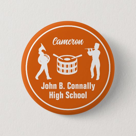 Oranje High School Marching Band gepersonaliseerd Ronde Button 5,7 Cm (Voorkant)