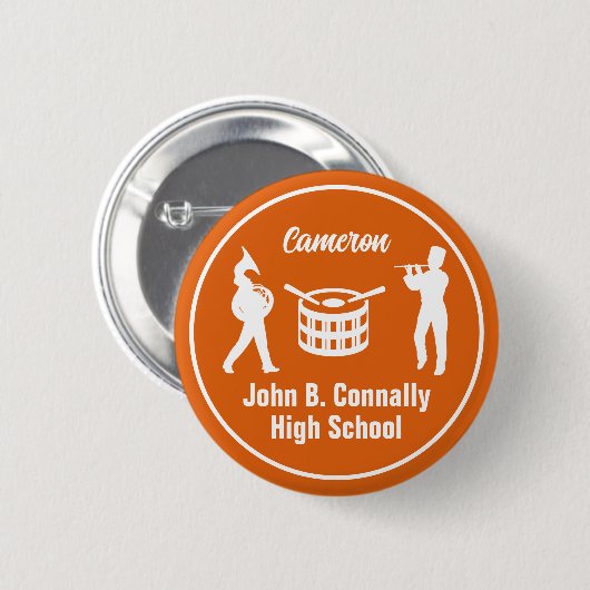 Oranje High School Marching Band gepersonaliseerd Ronde Button 5,7 Cm (Voorkant /achterkant)