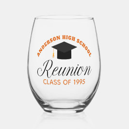 Oranje High School Reunion Party Custom Alumni Wijnglas Zonder Voet