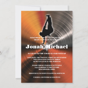 Oranje Hip-Hop Dans Bar Mitzvah Uitnodiging