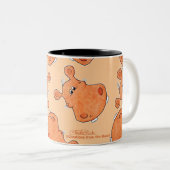 Oranje Hippo Head collage Tweekleurige Koffiemok (Voorkant rechts)