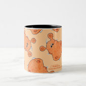 Oranje Hippo Head collage Tweekleurige Koffiemok (Center)