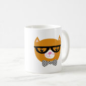 Oranje hipster katten mok (Voorkant rechts)