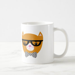 Oranje hipster katten mok