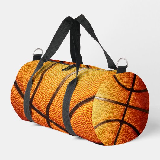 Oranje hobbelige basketbal, plunjezak (Linkerhoek)