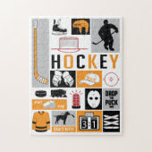 Oranje Hockey Elements Stick Puck Player Legpuzzel (Verticaal)