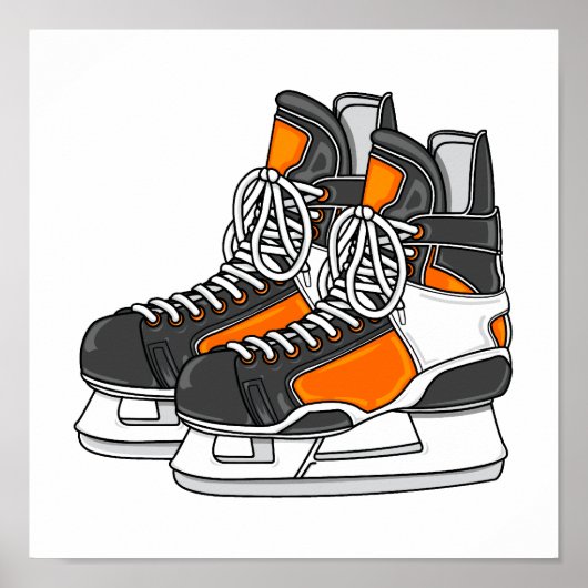 Oranje Hockey-Schaatsen Poster (Voorkant)