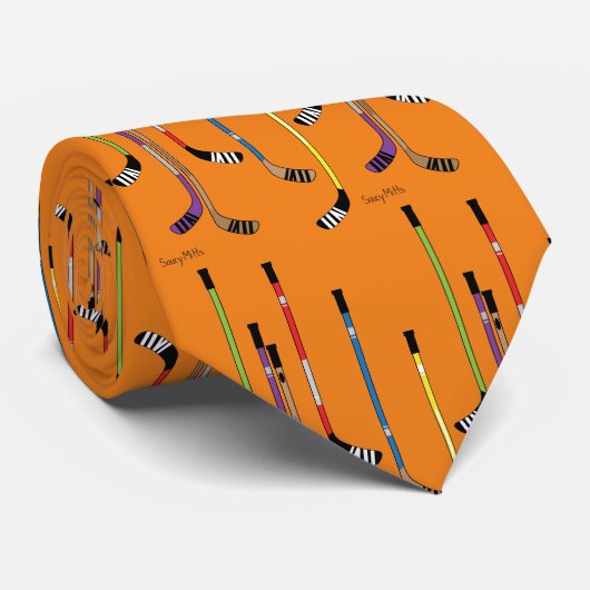 Oranje Hockey Sticks Stropdas (Opgerold)