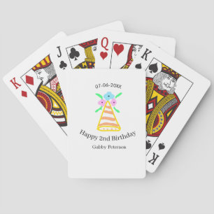 Oranje hoed 2e verjaardag kinderen retro bloem hel pokerkaarten