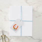 Oranje Hoefijzer Roze NAAM Bloemen Paardenstal Cadeaulabel (Met Touw)