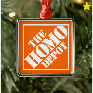 Oranje Homo Depot Sablon LGBTQ Grappige Uitdrukkin Metalen Ornament
