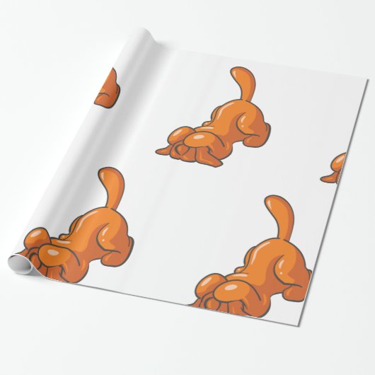 Oranje hond cadeaupapier (Uitgerold)