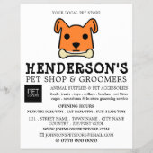 Oranje hond met bot, dierenwinkel & trimsalon flyer (Voorkant)