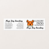Oranje hond met bot, Dog boarding Gedetailleerd Visitekaartje (Buitenkant ongevouwen)