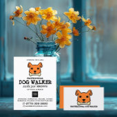 Oranje hond met bot, Dog Walker Adverteren Flyer
